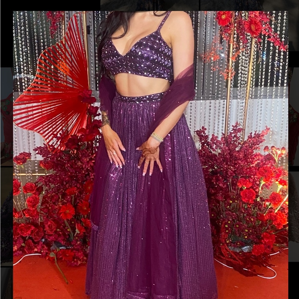 Purple Sequin Lehenga Choli
